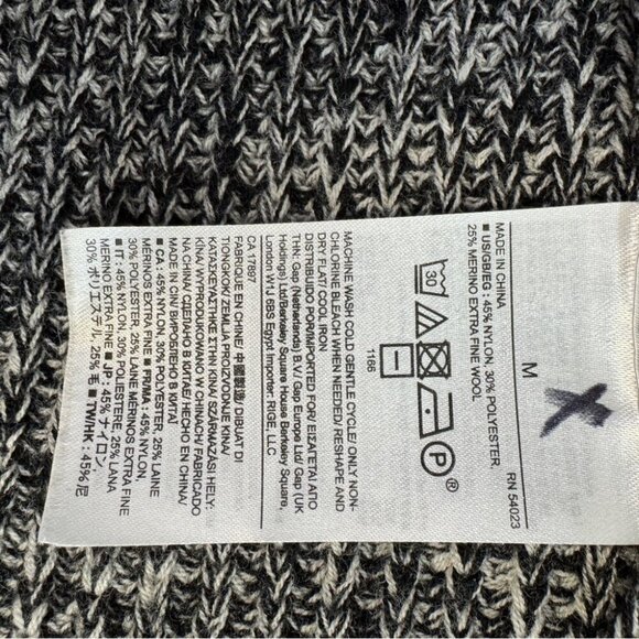 Banana Republic Knitted Gray Open Front Cardigan Merino Wool Blend Size Medium - Picture 7 of 13